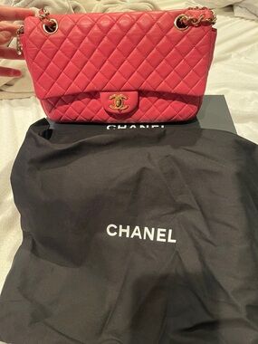 CHANEL Flap Bag in Hot Pink with Gold Hardware WITH COA, all Inclusion